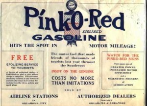 Pink-o-Red Gasoline map advertisement